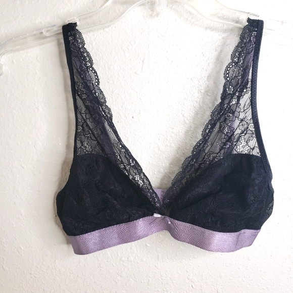 Adore Me Other - Adore Me M black lace plunge bralette